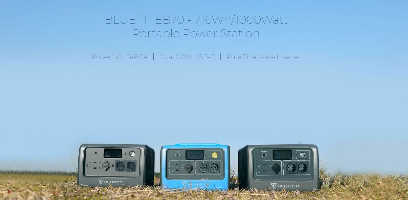 BLUETTI EB70 Tragbarer Stromgenerator 1000W Powerstation LiFePo4