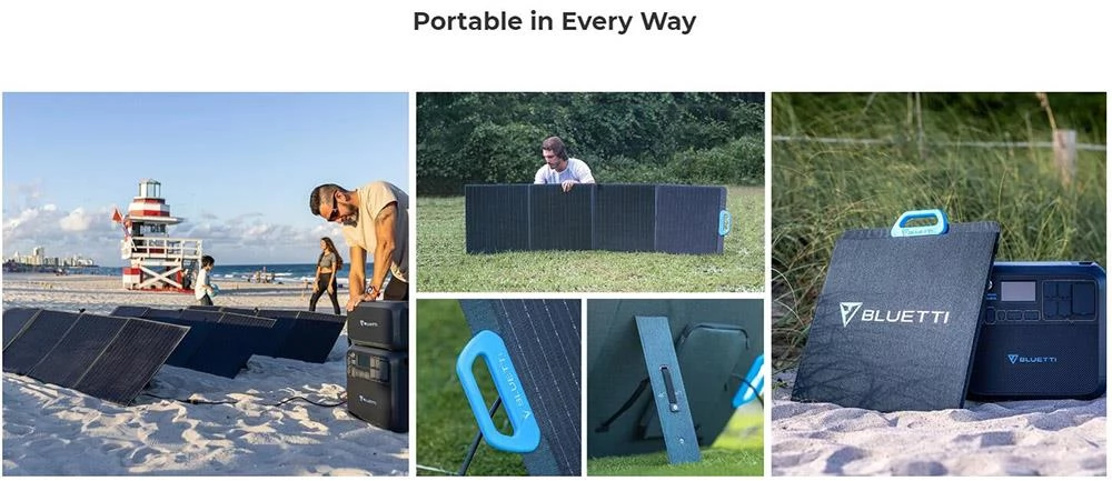 BLUETTI PV200 200W Foldable Portable Solar Panel, 23.4% High Conversion Rate, IP65 Waterproof
