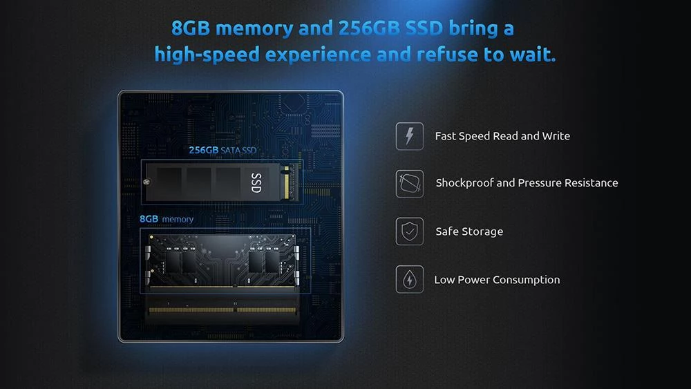 BMAX B3 Mini PC Intel® Grote Opslagruimte, Steun 4K 60Hz Dubbele Vertoning