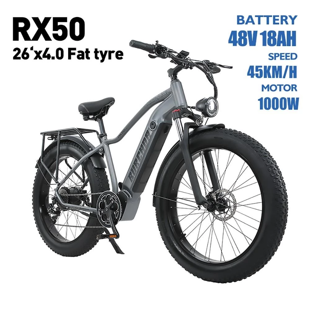 Burchda Rx50 26*4.0 Inch Vette Band Elektrische Mountainbike - 1000W Borstelloze Motor & 48V 18Ah Batterij