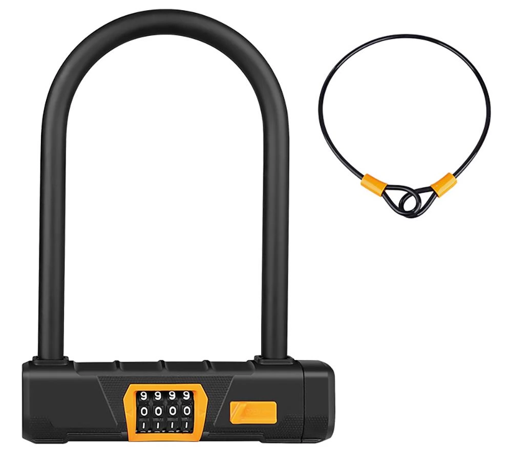 Bicycle U Lock with 1.2m Cable, Anti-theft Heavy Duty Bike Password Lock Alloy for E-bikes, Motorcycles, Scooters
