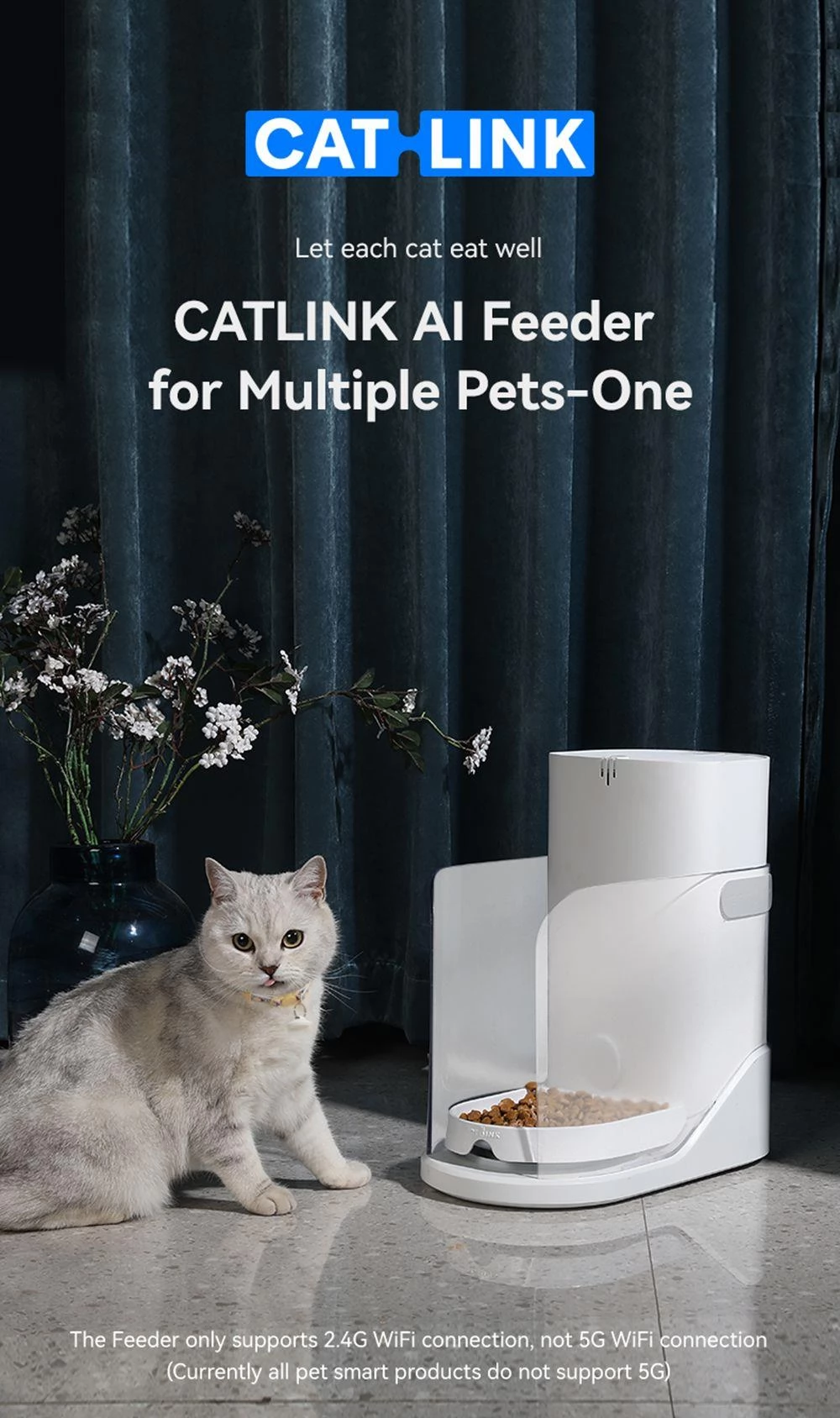 CATLINK CL-F-01 Smarter Futterspender, 3,5 l Fassungsvermögen, Datenverfolgung, Dual-Power-Unterstützung, App-Steuerung