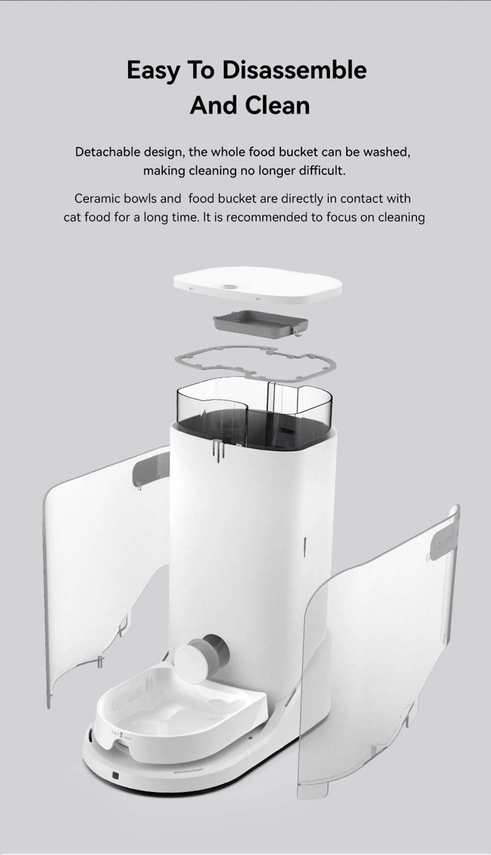 CATLINK CL-F-01 Kat Smart Voedselautomaat, 3.5L Capaciteit, Gegevens bijhouden, Dubbele voedingsondersteuning
