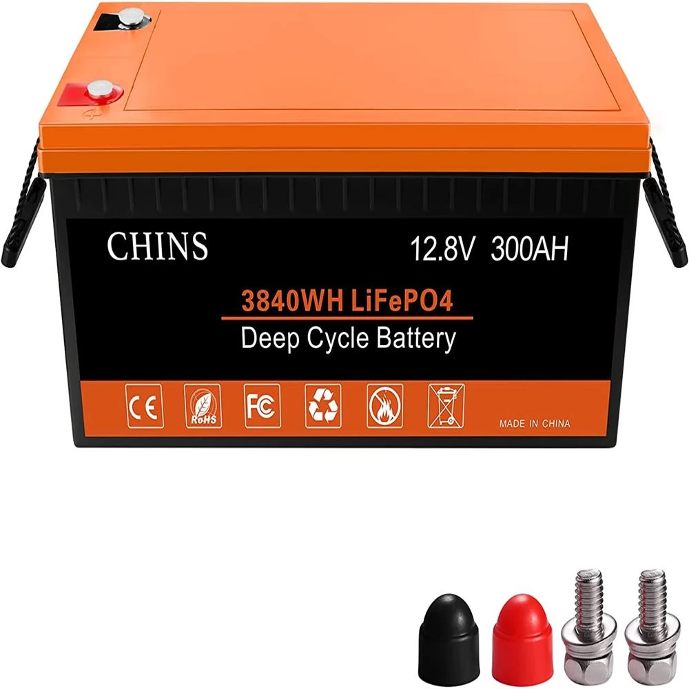 CHINS Smart 12 V 300 Ah, LiFePO4-Akku, mit Heizschutz bei niedrigen Temperaturen, eingebauter 200 A BMS, App Batterie SOC