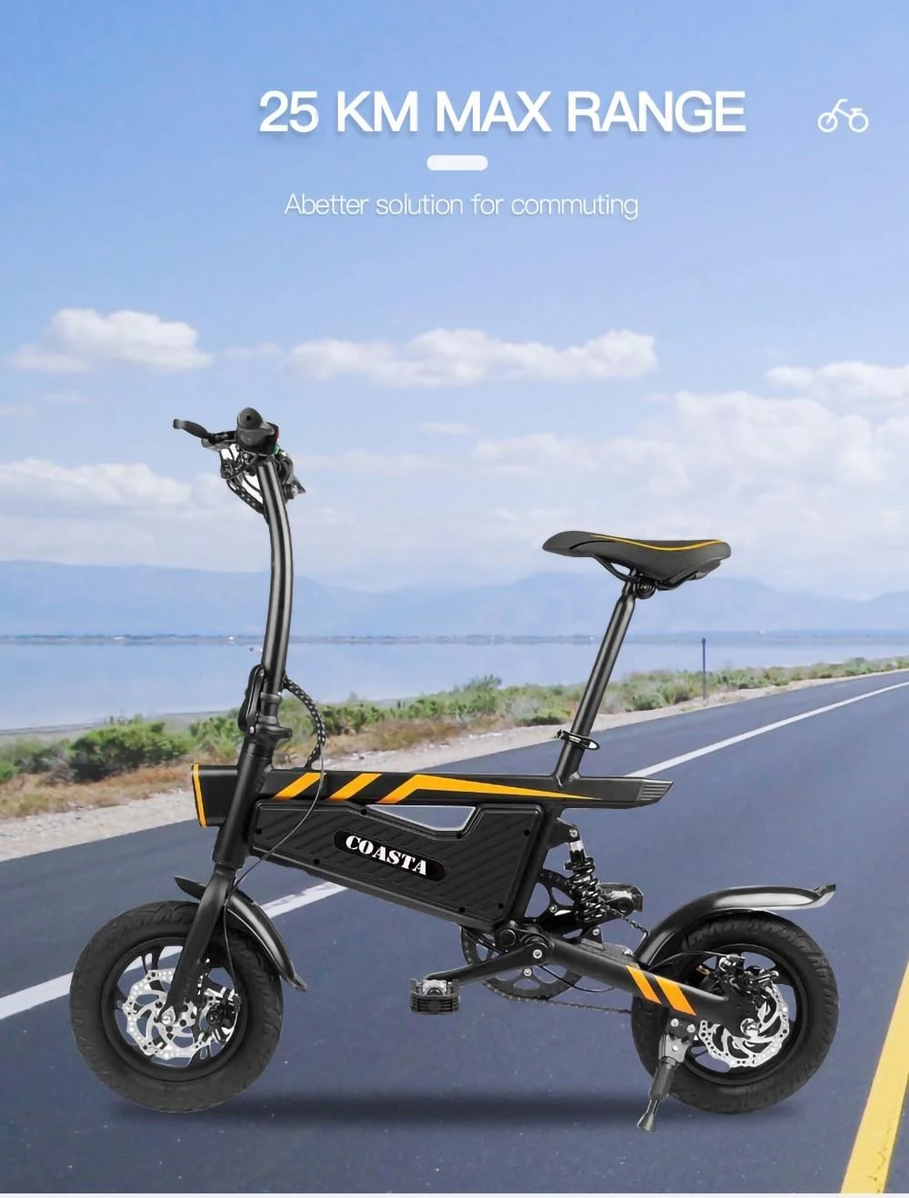 COASTA T18 12 luchtband opvouwbare elektrische fiets - 7.8Ah batterij & 350W motor