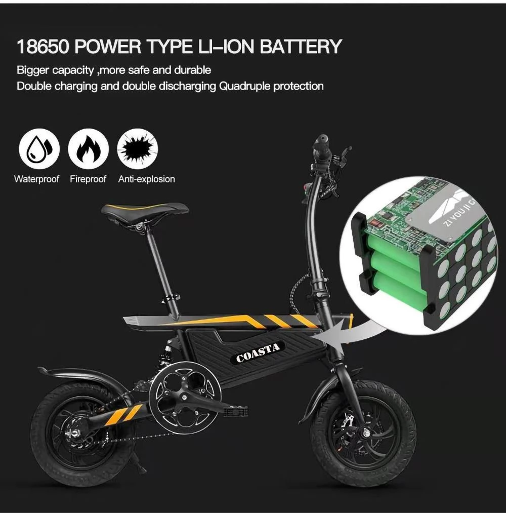 COASTA T18 12 luchtband opvouwbare elektrische fiets - 7.8Ah batterij & 350W motor