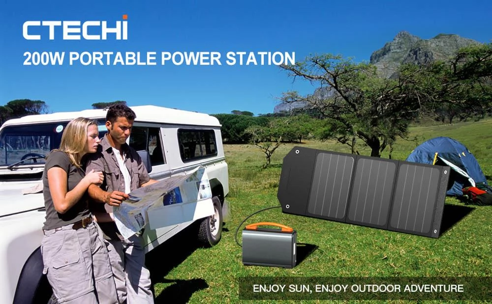 CTECHi GT200 Pro 200W/320Wh draagbare krachtcentrale, LiFePO4 batterij, 60W PD snel laden, LED-licht EU versie