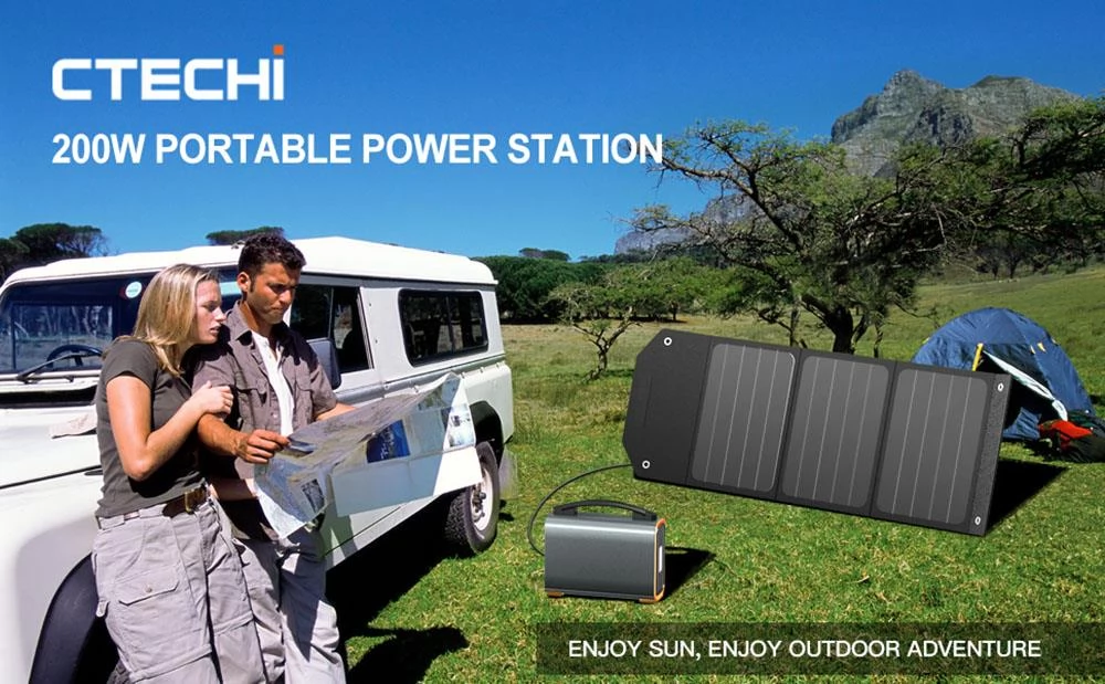 CTECHi GT200 200W/240Wh Tragbare Powerstation, LiFePO4-Akku, 60W PD-Schnellladung, LED-Licht, EU-Version