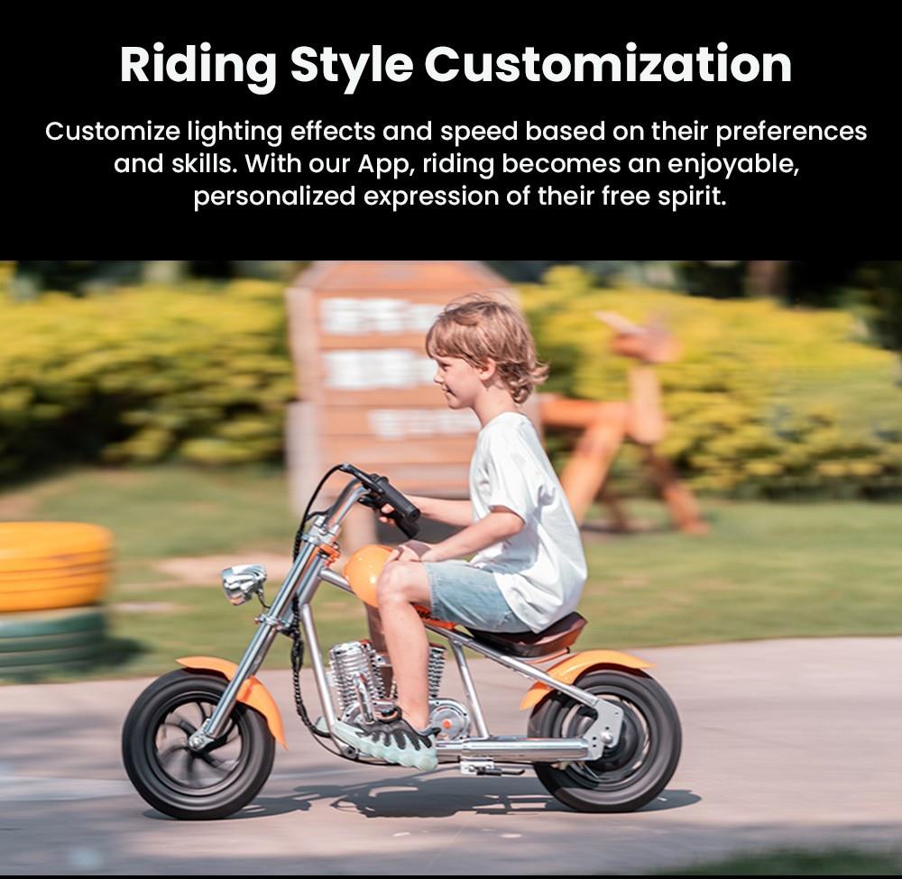 Hyper GOGO Cruiser 12 Plus Electric Motorcycle with App for Kids, 12 x 3 Tires, 160W, 5.2Ah, Bluetooth Speaker - Green