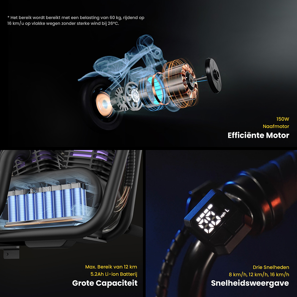 Hyper GOGO Cruiser 12 Plus Elektrische Motorfiets voor Kinderen, 12 x 3 Banden, 160W, 5.2Ah, Bluetooth-luidspreker - Blauw