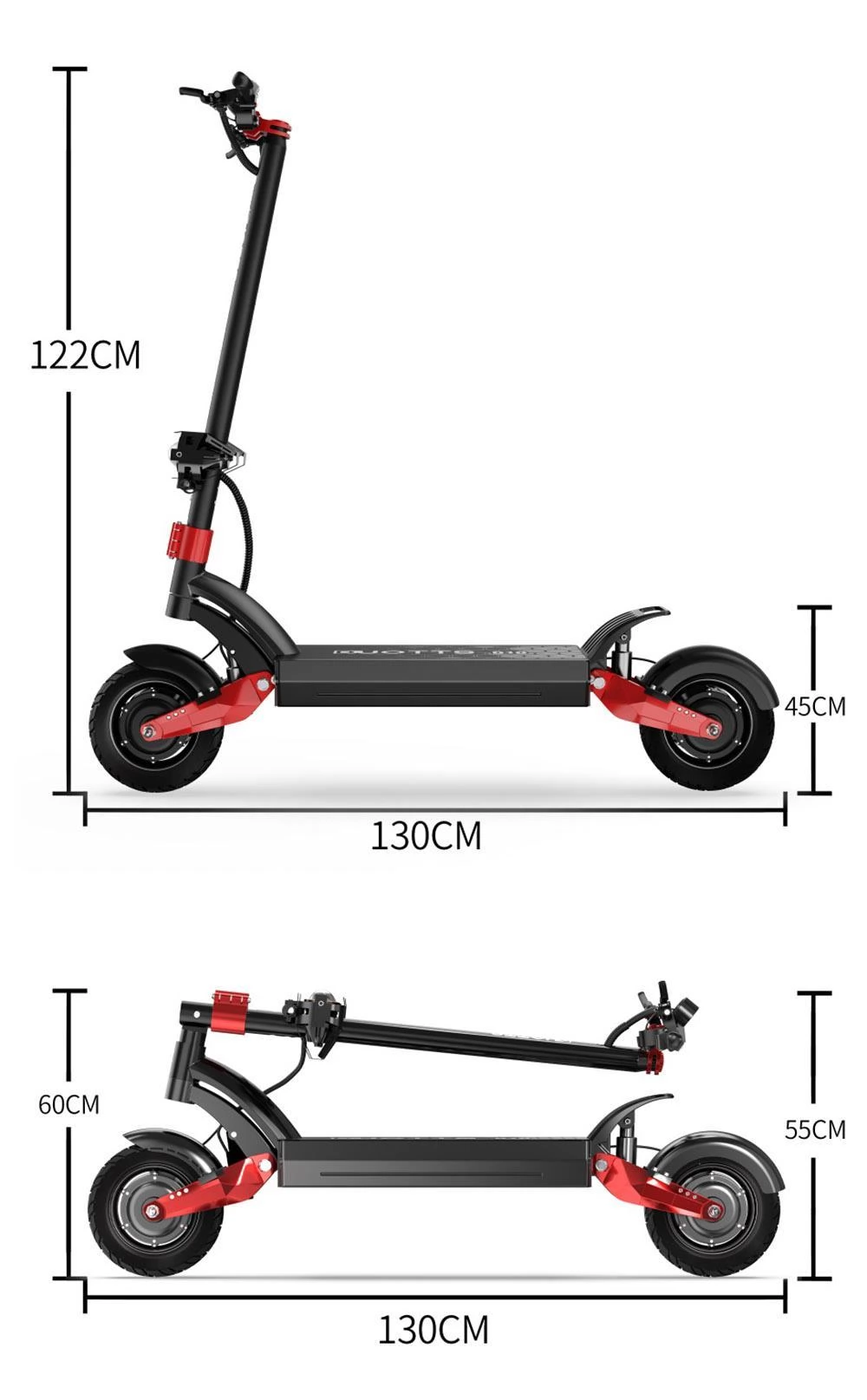 DUOTTS D10 10*2.25 Inch Off-road banden opvouwbare elektrische scooter - 1600W*2 Dual Motor & 60V 20.8Ah Batterij