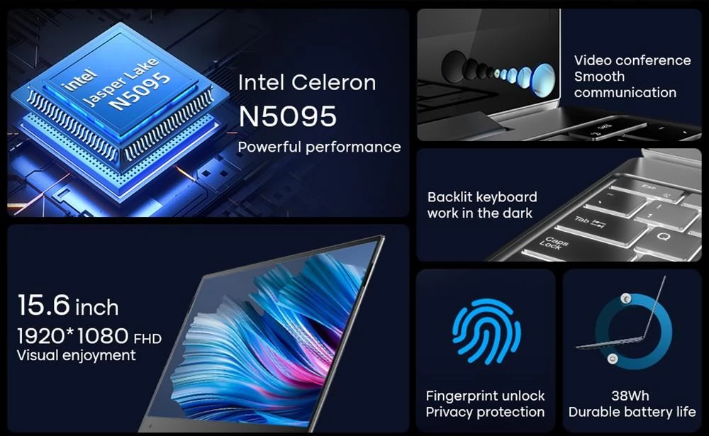 Daysky M11 Laptop 15,6 Zoll Full HD Bildschirm, 12GB DDR4 Speicher, 512GB Festplatte, 1920*1080p Auflösung