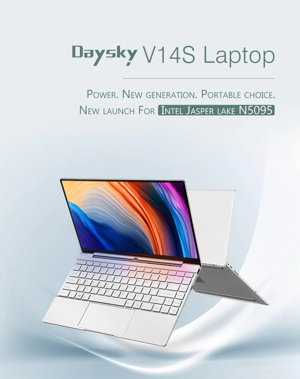 Daysky V14S 14,1 Zoll Laptop Intel Celeron N5095 6GB RAM 128G SSD 1080P FHD Mit Hintergrundbeleuchtung Windows 10