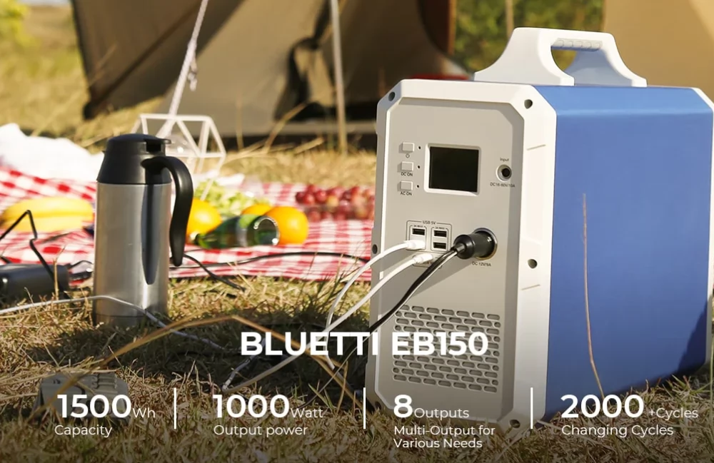 BLUETTI EB150 1500WH/1000W Portable Power Station Solar Generator For Camping Outdoor Trip Power Outage