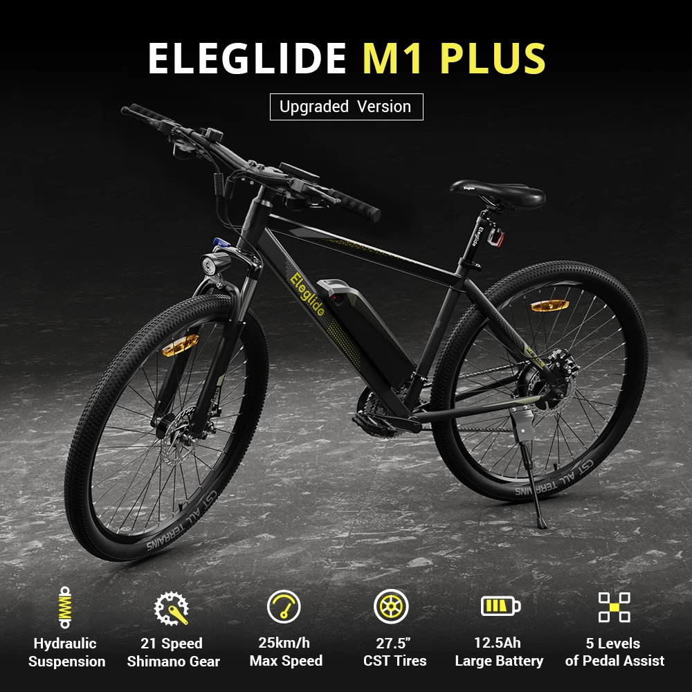 ELEGLIDE M1 PLUS Electric Bike MTB Mountain Bike,250W Brushless Motor, 36V 12,5Ah Battery, Max Range 100KM