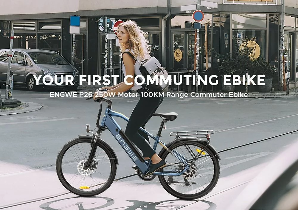 ENGWE P26 Electric City Bike Commuting Ebike,36V 250W Hub-Motor,25km/h,17Ah Battery,100km Range