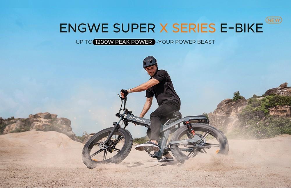 ENGWE X20 20*4.0 inch Banden Opvouwbare Elektrische Fiets, 750W Motor, 14.4Ah+7.8Ah Dubbele Accu, 50km/h, 114km - Grijs