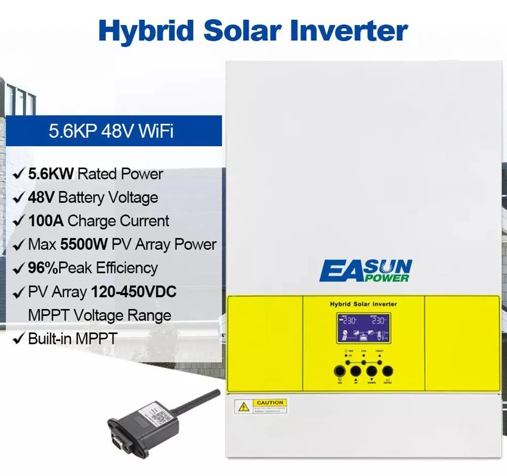 Easun Power 5600W 48V Solar Inverter, PV Input 500V DC 5500W Power MPPT 100A Charger, 220V AC Pure Sine Wave Off Grid