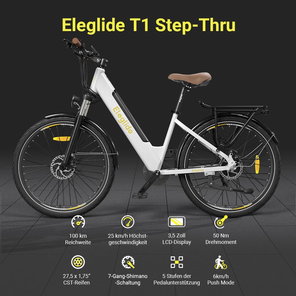 Eleglide T1 STEP-THRU Elektrisches Trekkingrad, 27,5 Zoll CST-Reifen,  250W bürstenloser Motor
