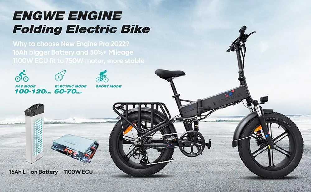 Engwe ENGINE Pro Faltbares Elektrofahrrad, 750W bürstenloser Motor, 48V 16Ah Batterie, 20 Fat Tire