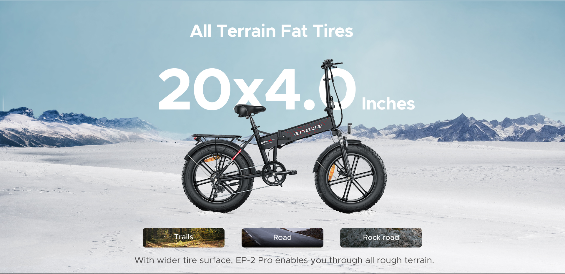 Engwe EP-2 Pro 20*4.0 Fat Tire Foldable Electric Bike - 750W Motor & 48V 13Ah Battery