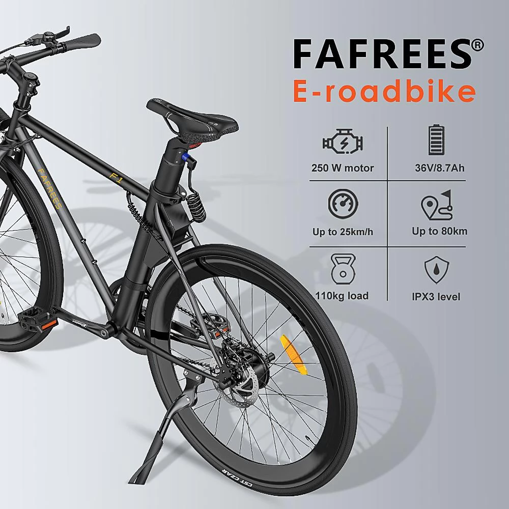 FAFREES F1 700C*28C Road Tires Electric Bike - 250W Brushless Motor & 36V 8.7Ah Battery