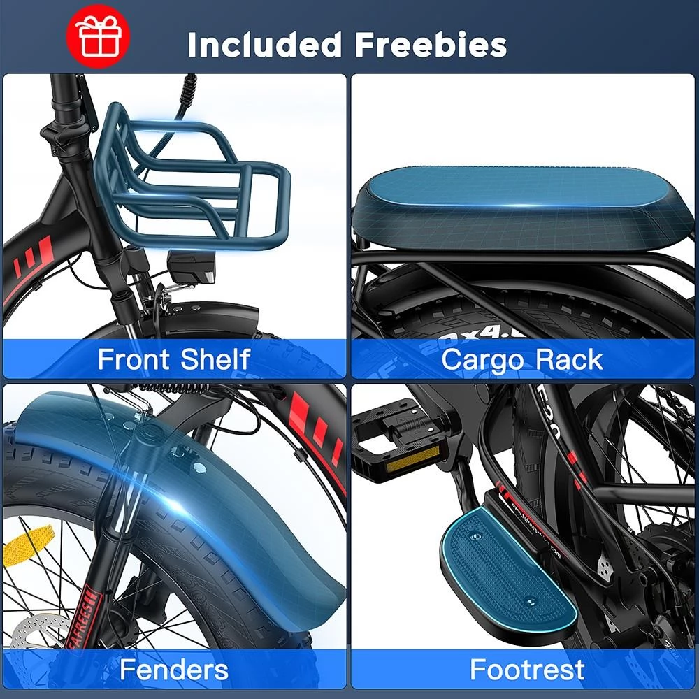 FAFREES F20 Max 20*4 Fat Inch Tire Foldable Electric Bike - 500W Brushless Motor & 18Ah Lithium Battery