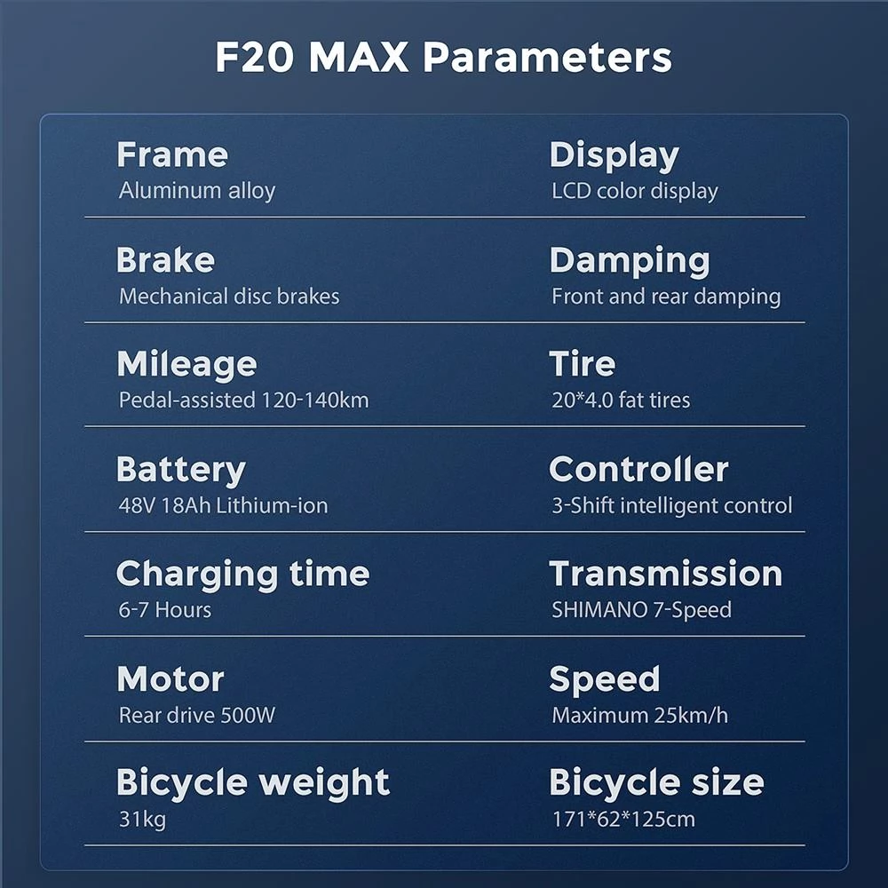 FAFREES F20 Max 20*4 Fat Inch Tire Foldable Electric Bike - 500W Brushless Motor & 18Ah Lithium Battery
