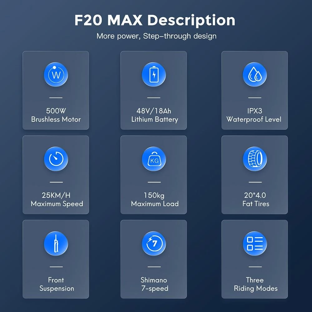 FAFREES F20 Max 20*4 Fat Inch Tire Foldable Electric Bike - 500W Brushless Motor & 18Ah Lithium Battery