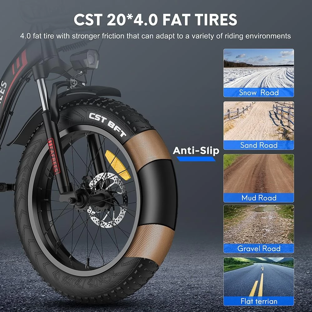 FAFREES F20 Max 20*4 Fat Inch Tire Foldable Electric Bike - 500W Brushless Motor & 18Ah Lithium Battery