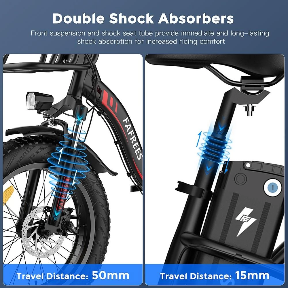 FAFREES F20 Max 20*4 Fat Inch Tire Foldable Electric Bike - 500W Brushless Motor & 18Ah Lithium Battery