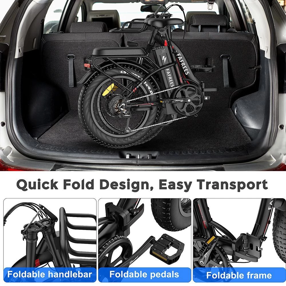 FAFREES F20 Max 20*4 Fat Inch Tire Foldable Electric Bike - 500W Brushless Motor & 18Ah Lithium Battery
