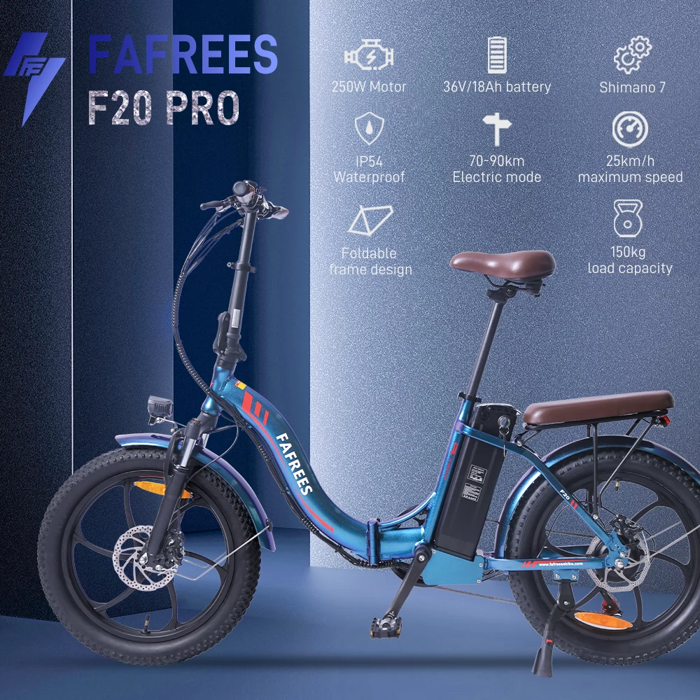 FAFREES F20 Pro 20 Inch Tires Foldable Commuter Electric Bike - 36V 18Ah Lithium Battery & 250W Brushless Motor