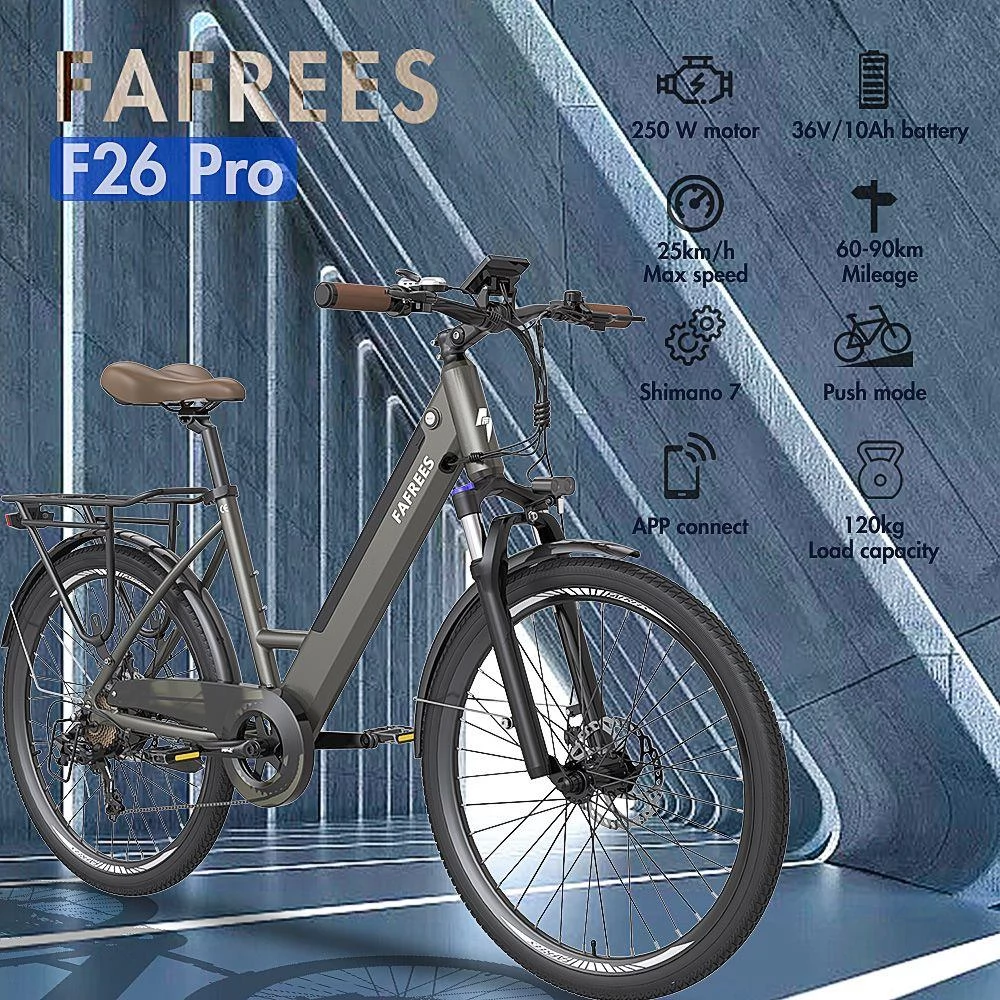 FAFREES F26 Pro 26 CST Tires Step-through Electric Trekking Bike Max Mileage 90km 36V 10Ah Battery 250W Brushless Motor
