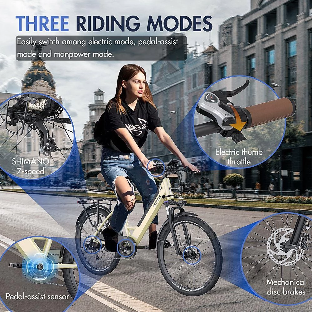 FAFREES F26 Pro 26 CST Tires Step-through Electric Trekking Bike Max Mileage 90km 36V 10Ah Battery 250W Brushless Motor