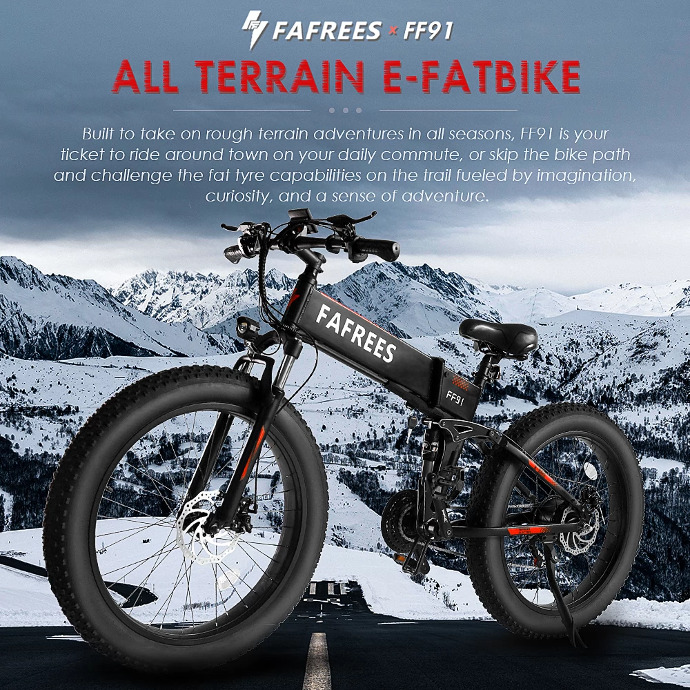 FAFREES FF91 26 Inch Fat Tire Foldable Electric Mountain Bike - 1000W Motor & 499Wh 10Ah Battery
