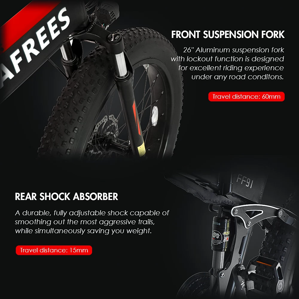 FAFREES FF91 26 Inch Fat Tire Foldable Electric Mountain Bike - 1000W Motor & 499Wh 10Ah Battery