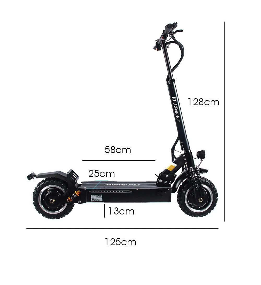 FLJ T113 11inch Off Road banden opvouwbare elektrische scooter zonder zadel - 2 * 1600W dubbele motoren & 60V 35Ah batterij