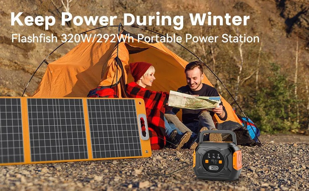 Flashfish A301 292WH 320W Portable Power Station TSP 18V 100W Foldable Solar Panel Emergency Energy Kit