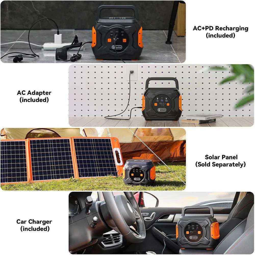 Flashfish A301 292WH 320W Portable Power Station TSP 18V 100W Foldable Solar Panel Emergency Energy Kit