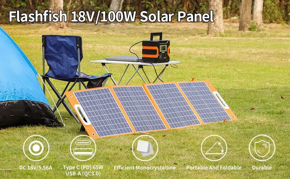Flashfish A301 292WH 320W Portable Power Station TSP 18V 100W Foldable Solar Panel Emergency Energy Kit