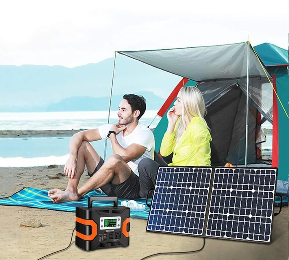 Flashfish A501 540Wh 500W Portable Power Station, SP 18V 100W Foldable Solar Panel Outdoor Emergency Power Supply Kit