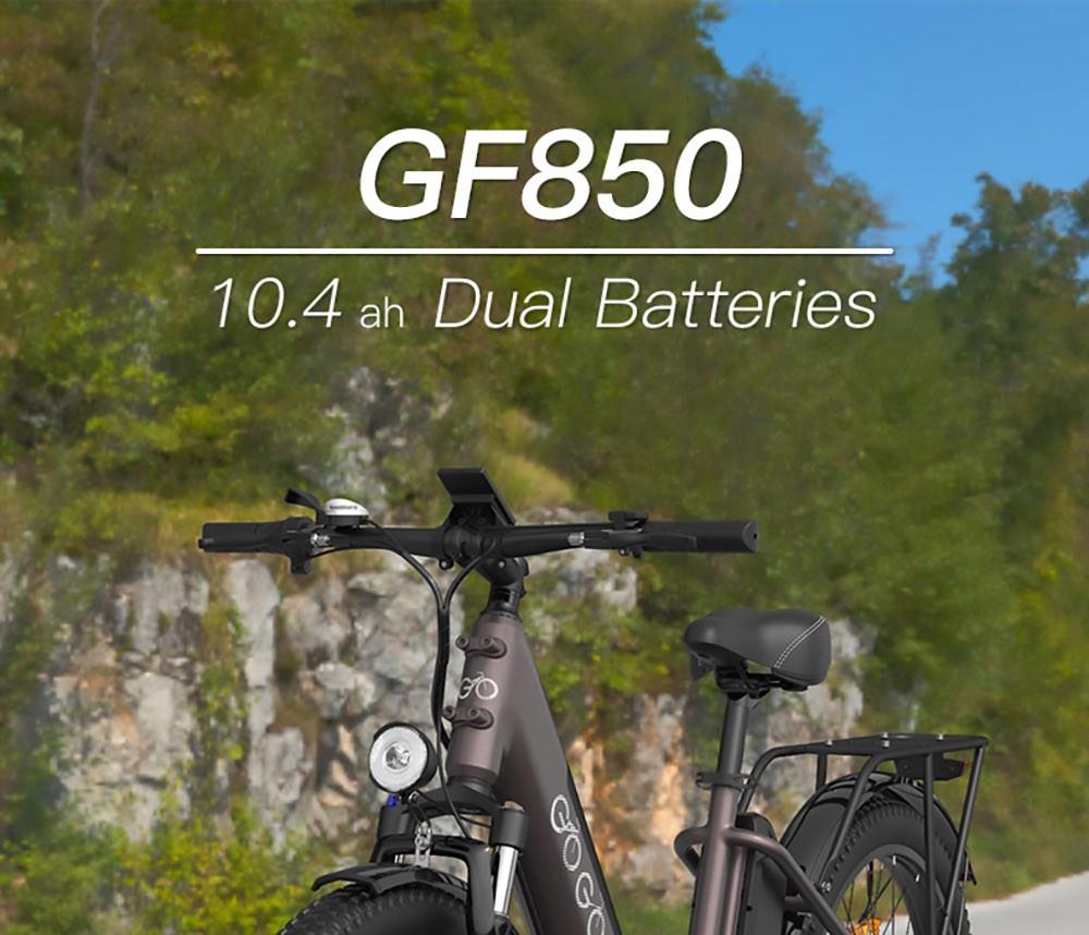 GOGOBEST GF850 Elektrische stadsfiets,48V 500W Mid-Drive Motor,2*10,4Ah batterijen,130km actieradius,maximumkoppel 130NM - Zwart