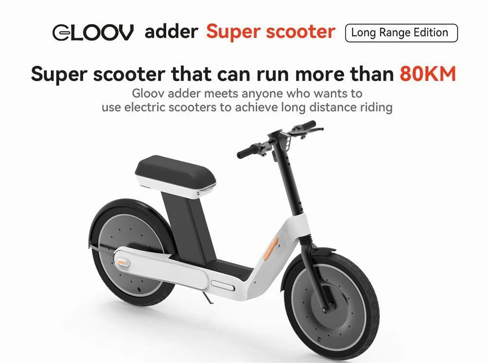 GLOOV Adder opvouwbare 20 Inch Banden Elektrische Scooter - 1000W Motor & 20Ah Batterij Lange Afstand Editie