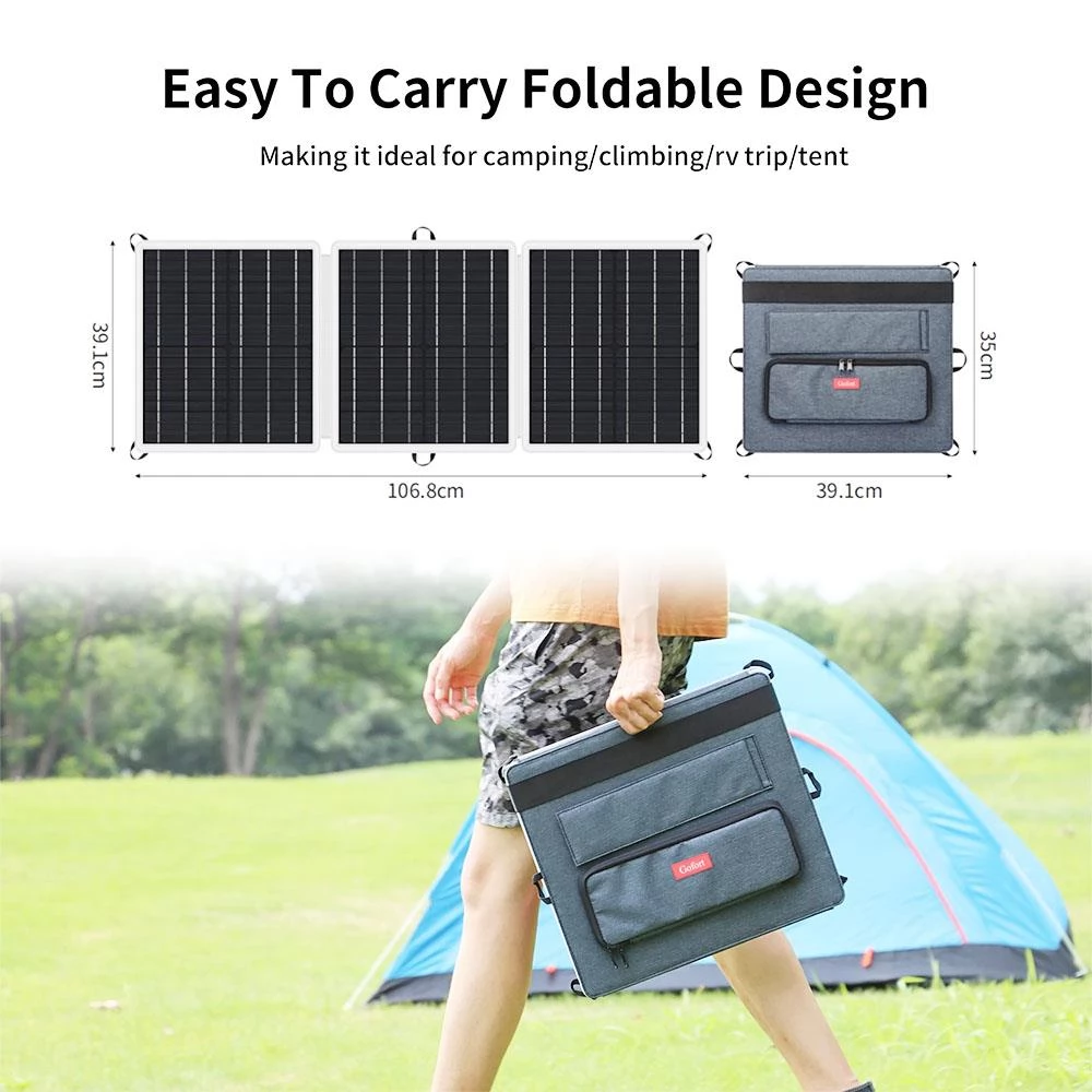 GOFORT 18V 60W Tragbares Solarpanel mit DC/QC3.0/USB-A & 3 Ports, kompatibel mit Solargenerator-Powerstation