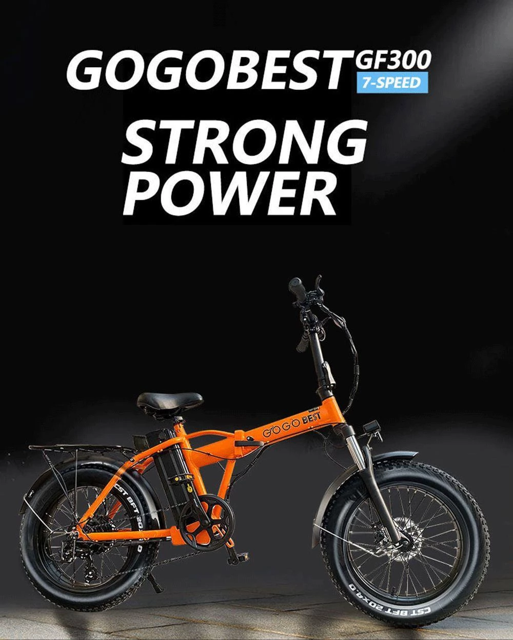 GOGOBEST GF300 20*4.0 CST Banden opvouwbare elektrische maxsnelheid 25 km/u Max Bereik 100 km 1000W motor 48V 12.5Ah batterij