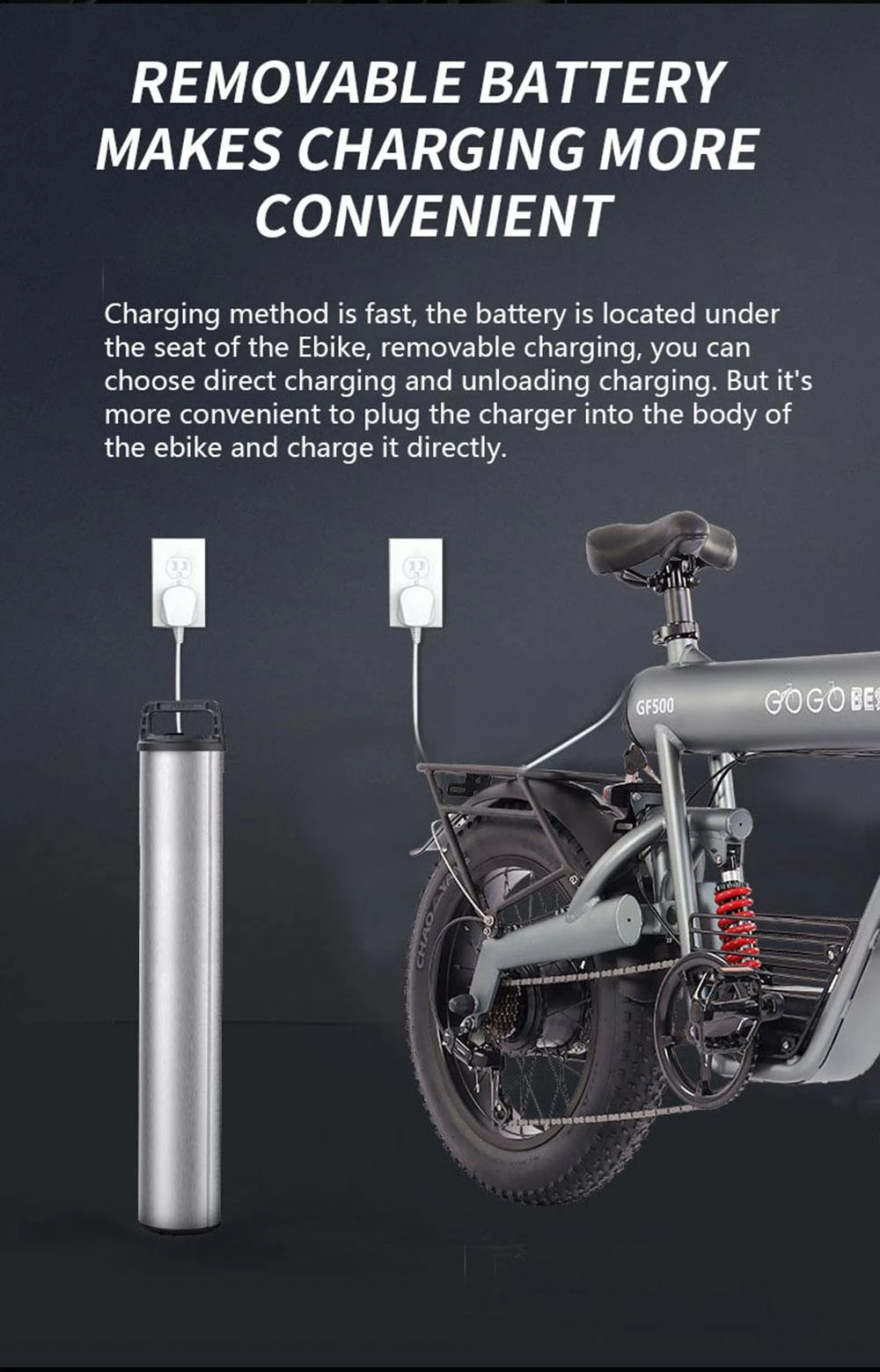 GOGOBEST GF500 20*4.0 Inch Fat Tire Electric Bike - 750W Brushless Motor & 48V 20Ah Battery
