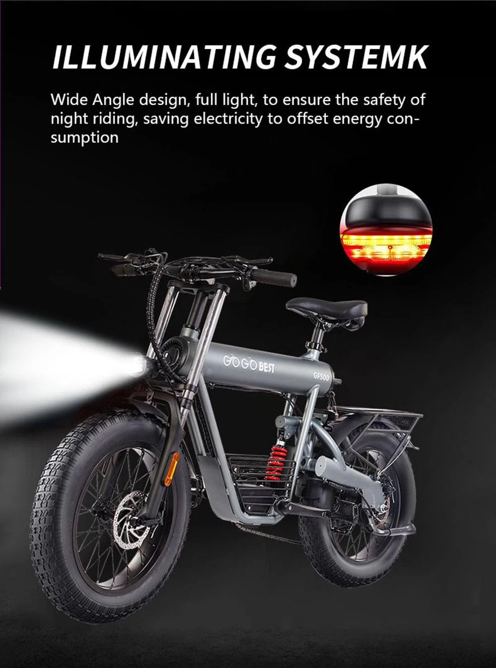 GOGOBEST GF500 20*4.0 Inch Fat Tire Electric Bike - 750W Brushless Motor & 48V 20Ah Battery