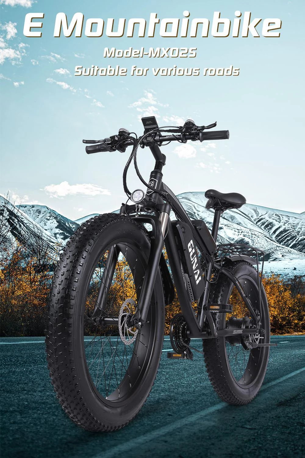 GUNAI MX02S 26 inch dikke banden Elektrische mountainbike 1000W motor 48V 17AH Batterij Max Snelheid 40 km/u