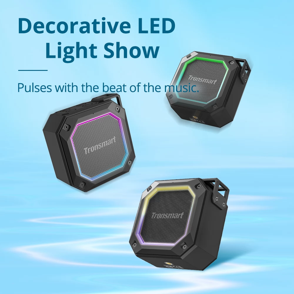 Tronsmart Groove 2 tragbarer Bluetooth 5.3 Lautsprecher mit LED-Licht, Superior Bass & IPX7 Wasserdicht